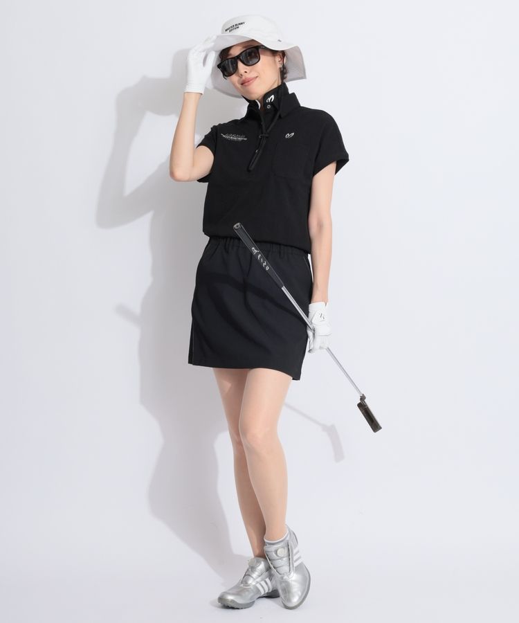 マスターバニー レディースゴルフ ブラック ニット帽とネック