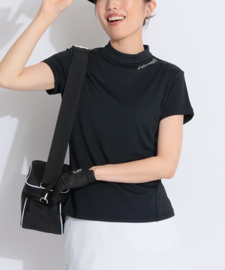 ジュンロペ ゴルフウェア シルバーロゴ半袖モックプルオーバー