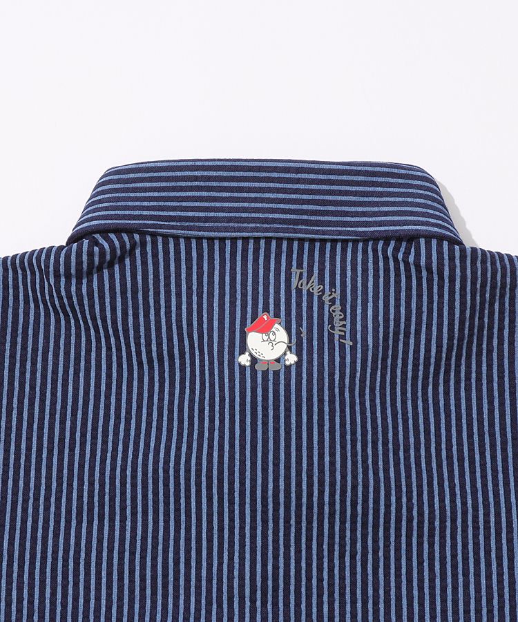 パーリーゲイツ PG ストライプサッカーフロントロゴ半袖ポロシャツ