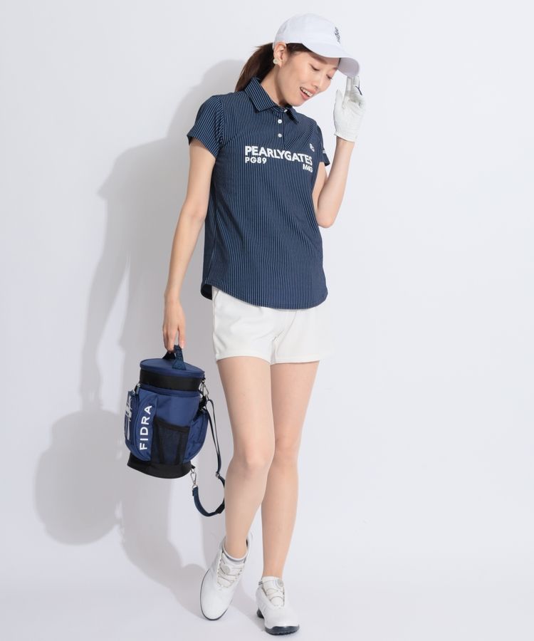 パーリーゲイツ PG ストライプサッカーフロントロゴ半袖ポロシャツ