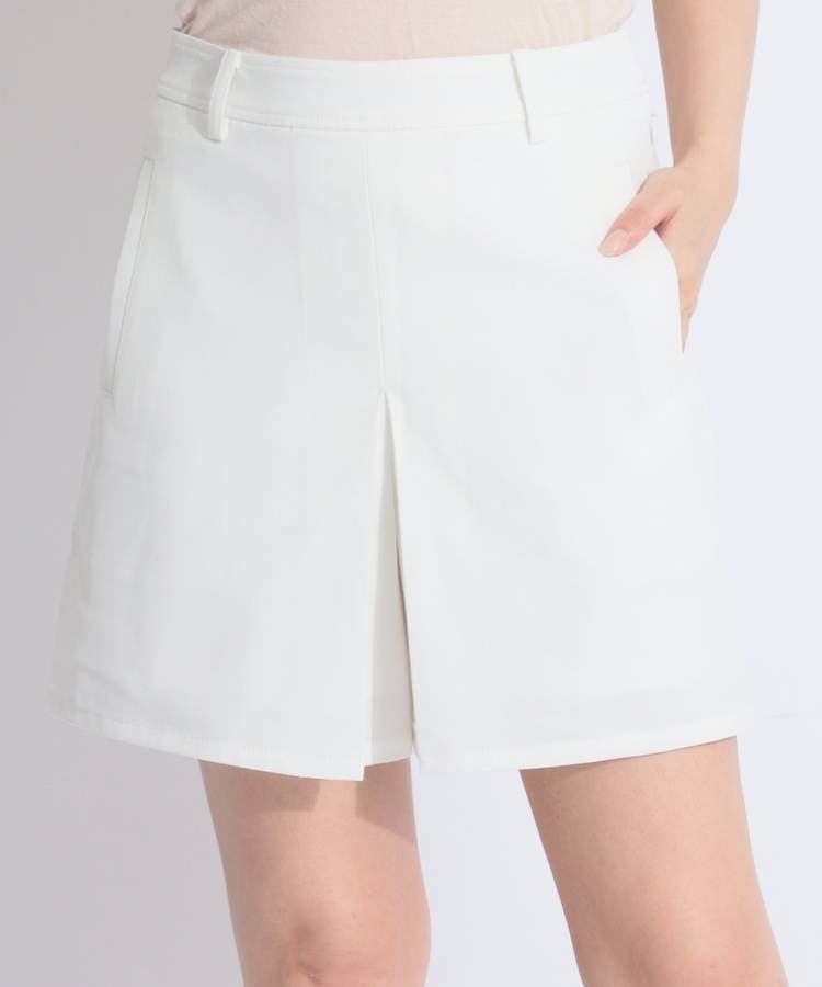 BE 【ストレッチ】フロントタックキュロットパンツ