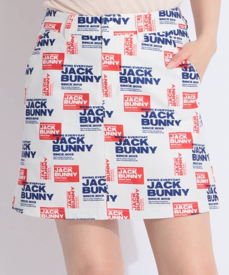 JB 【撥水】一体型ぺチパンツ付き総柄プリントツイルスカート