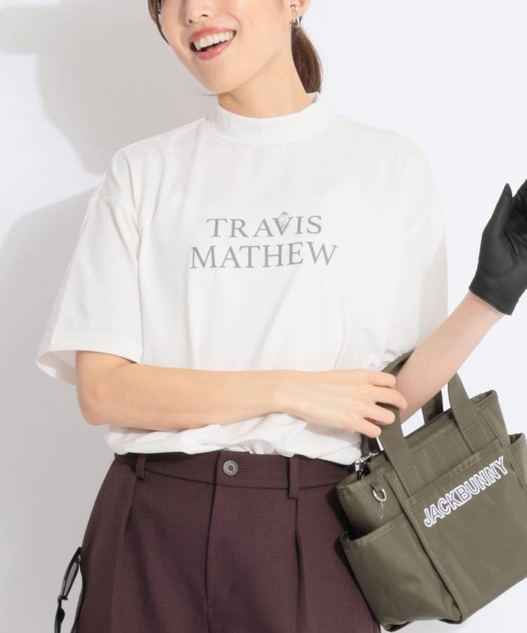 TM ロゴプリントモックネック半袖カットソー