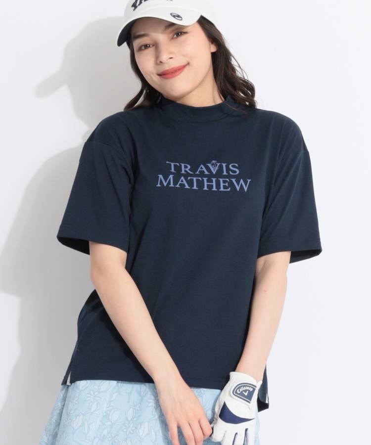 TM ロゴプリントモックネック半袖カットソー
