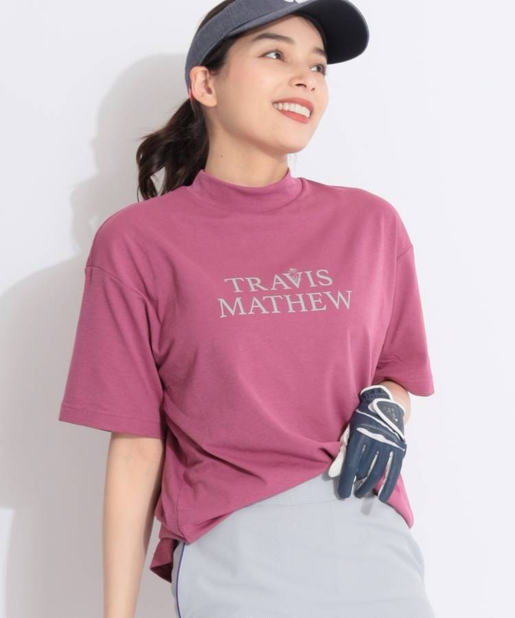 TM ロゴプリントモックネック半袖カットソー