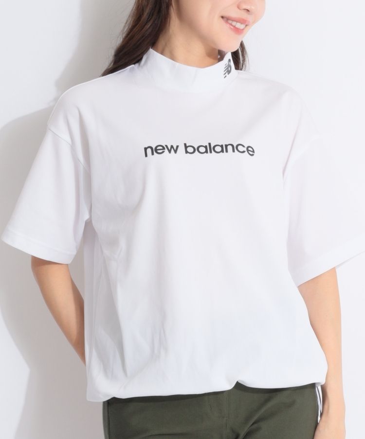 【ストレッチ】バックプリント裾ドロストモックネック半袖カットソー