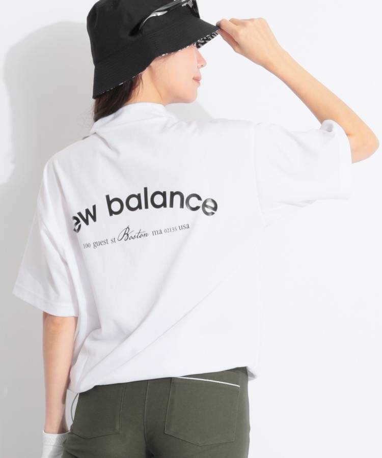 NB 【ストレッチ】バックプリント裾ドロストモックネック半袖カットソー