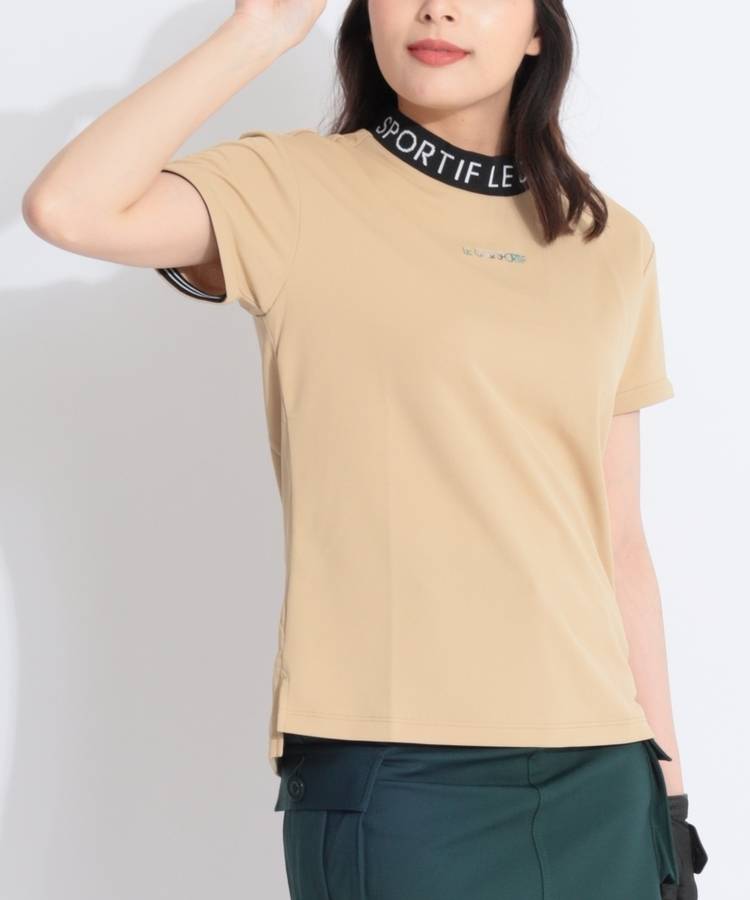 LQ 【消臭DRY】ジャガードモックネック半袖カットソー