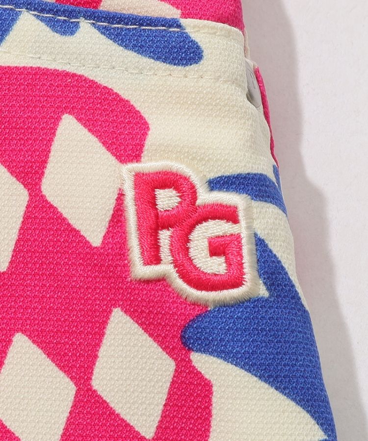 パーリーゲイツ PG パイナップル柄バックアシメプリーツ台形スカート