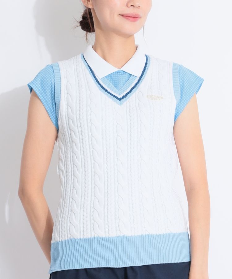 ビームスゴルフ BE ケーブル編みVネックチルデンニットベスト