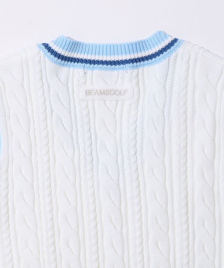 ビームスゴルフ BE ケーブル編みVネックチルデンニットベスト