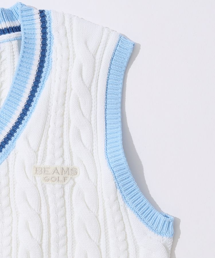 ビームスゴルフ BE ケーブル編みVネックチルデンニットベスト