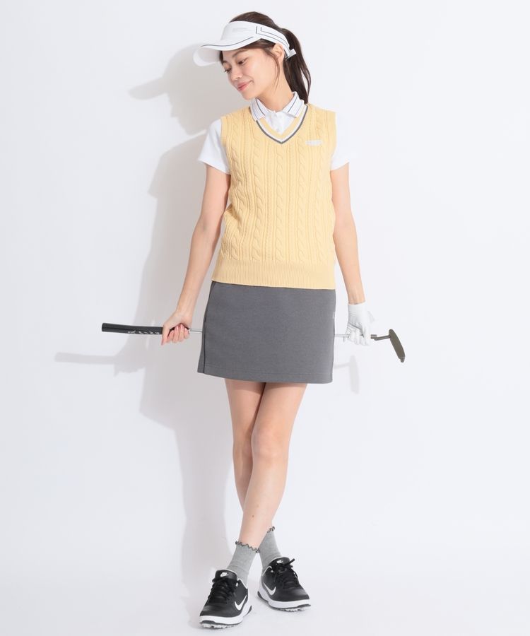 ビームスゴルフ　レディース　ベスト ビームスゴルフ BE ハイゲージ編みクルーネックニットベスト