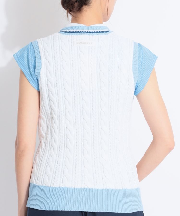 ビームスゴルフ BE ケーブル編みVネックチルデンニットベスト