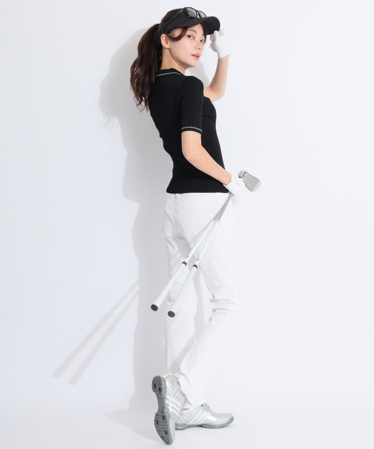 デサントゴルフ DE ハーフジップリブニット半袖ポロシャツ