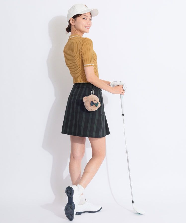 デサントゴルフ DE ハーフジップリブニット半袖ポロシャツ レディース