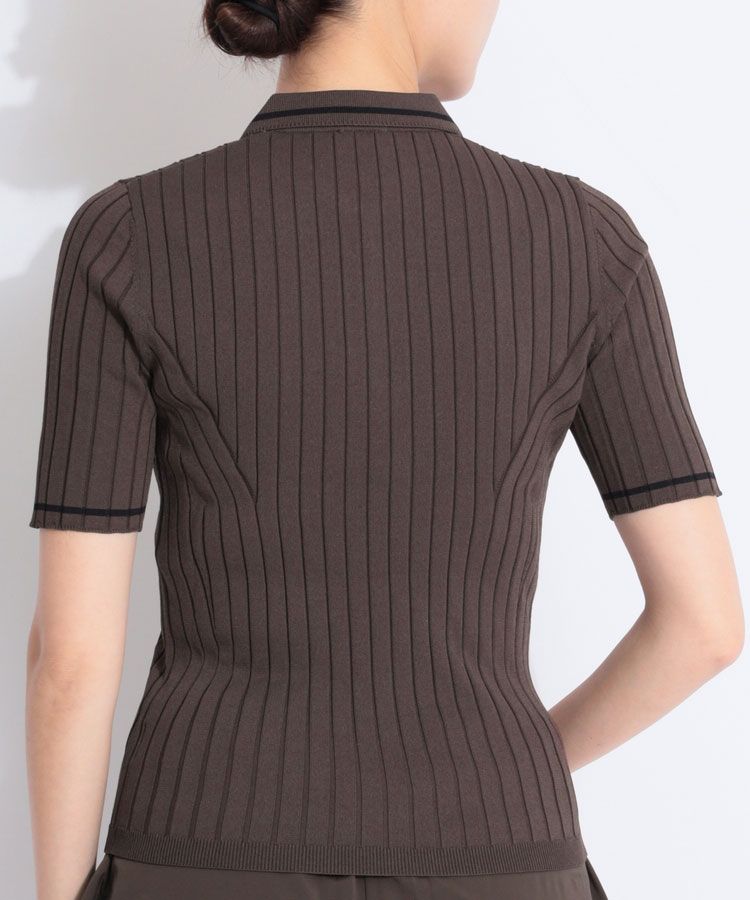 デサントゴルフ DE ハーフジップリブニット半袖ポロシャツ