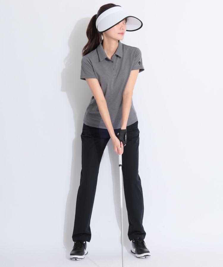 デサントゴルフ　ブラックポロシャツ デサントゴルフ DESCENTE ゴルフ 鹿の子半袖シャツ（UV CUT