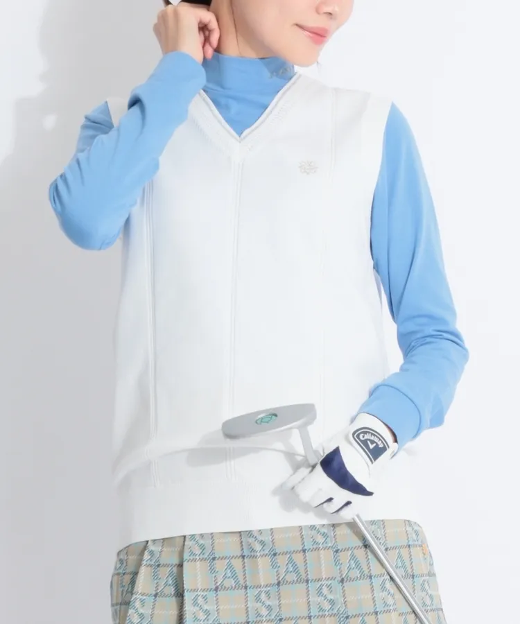 ゴルフ レディース セントアンドリュース ジャケット ベスト（ライトブルー） セントアンドリュースの秋冬ベストを使ったスタイリング