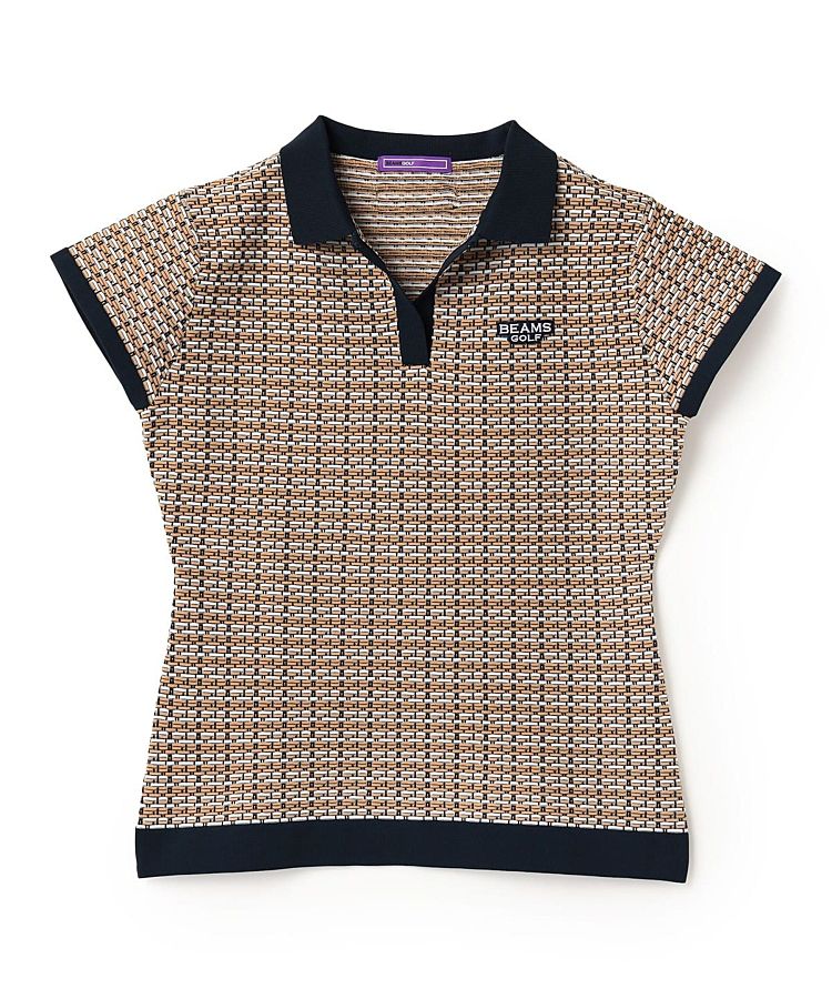 【美品】ビームス ゴルフBEAMS GOLFレディース半袖ニットシャツ Mサイズ BEAMS GOLF 【超美品】ビームスゴルフ 半袖ハイネックシャツ 黒
