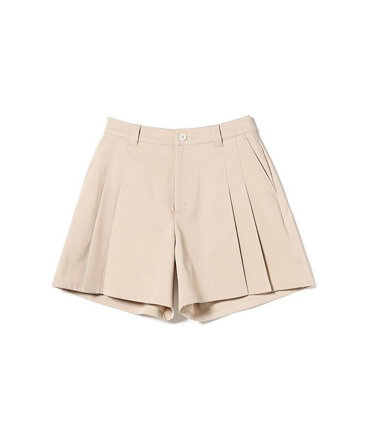 ビームスゴルフ  パンツ　プリーツ　ベージュ ビームスゴルフ BE 【ストレッチ】タックプリーツショートパンツ