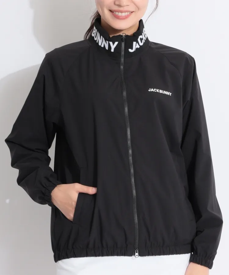 ジャックバニー ブルゾン アウター 6サイズLL ブラック 防風 ゴルフウェア ジャックバニー JB 【撥水防風】裏メッシュロゴスタンドネック