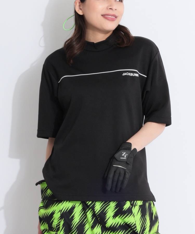 JB 【リサイクル】パイピングラインポンチモックネック5分袖カットソー