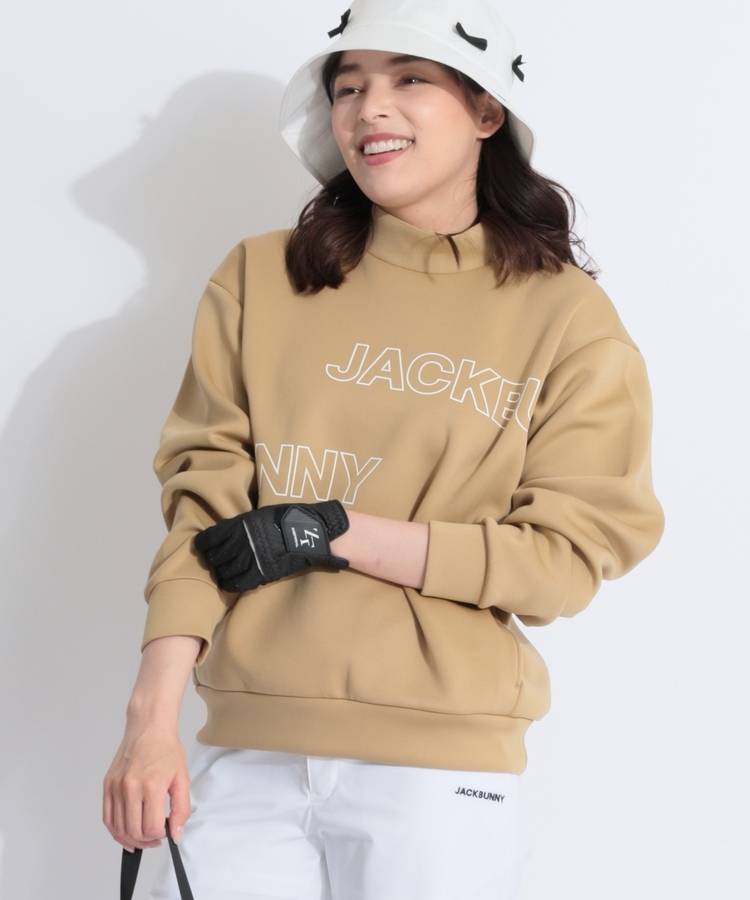 JB ロゴプリントモックネックダンボールプルオーバー
