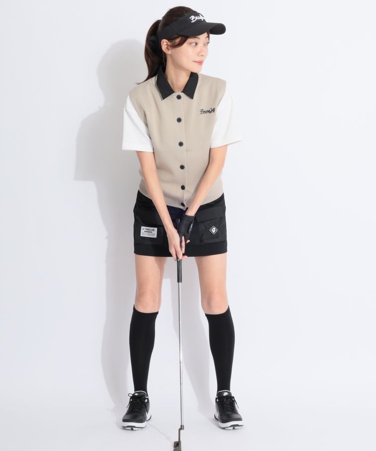 ビームスゴルフ　レディース　ベスト ビームスゴルフ BE ハイゲージ編みクルーネックニットベスト