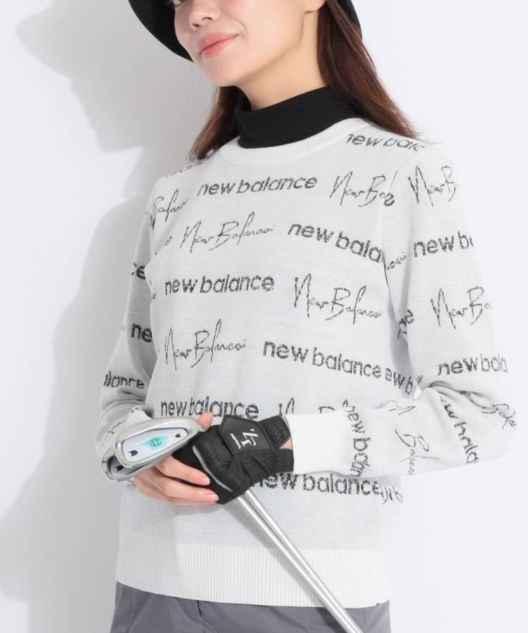 NB 【軽量】総柄ロゴクルーネックニット