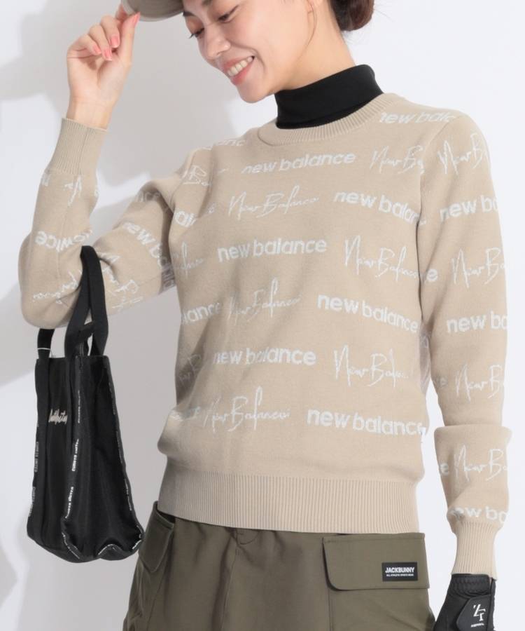 NB 【軽量】総柄ロゴクルーネックニット