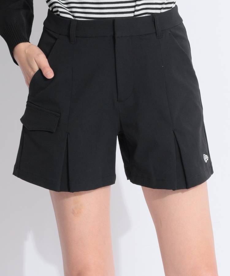 NE 【ストレッチ】ボックスプリーツショートパンツ
