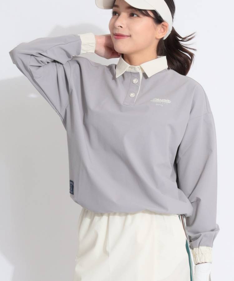 PN クレリックカラーバックプリントオーバーシャツ