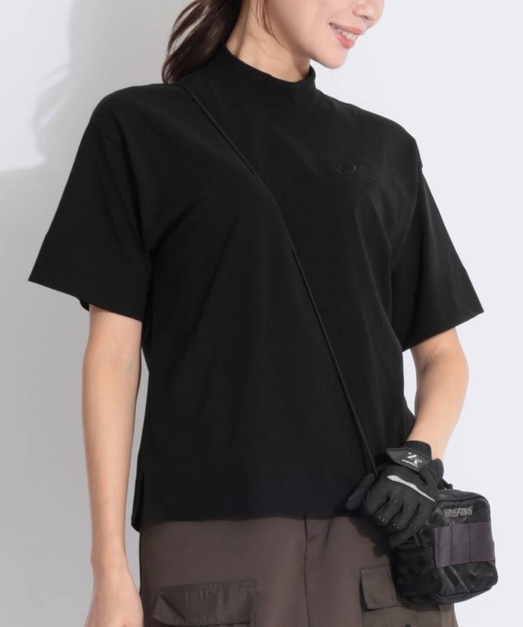 MB ワンポイント刺繍モックネックニット半袖カットソー
