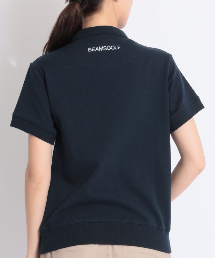 サイズ：S BEAMS GOLF ビームスゴルフ  襟付 半袖Tシャツ  ブルー系 [240101447901] ゴルフウェア レディース ストスト サイズ：S BEAMS GOLF ビームスゴルフ 襟付 半袖Tシャツ ブルー