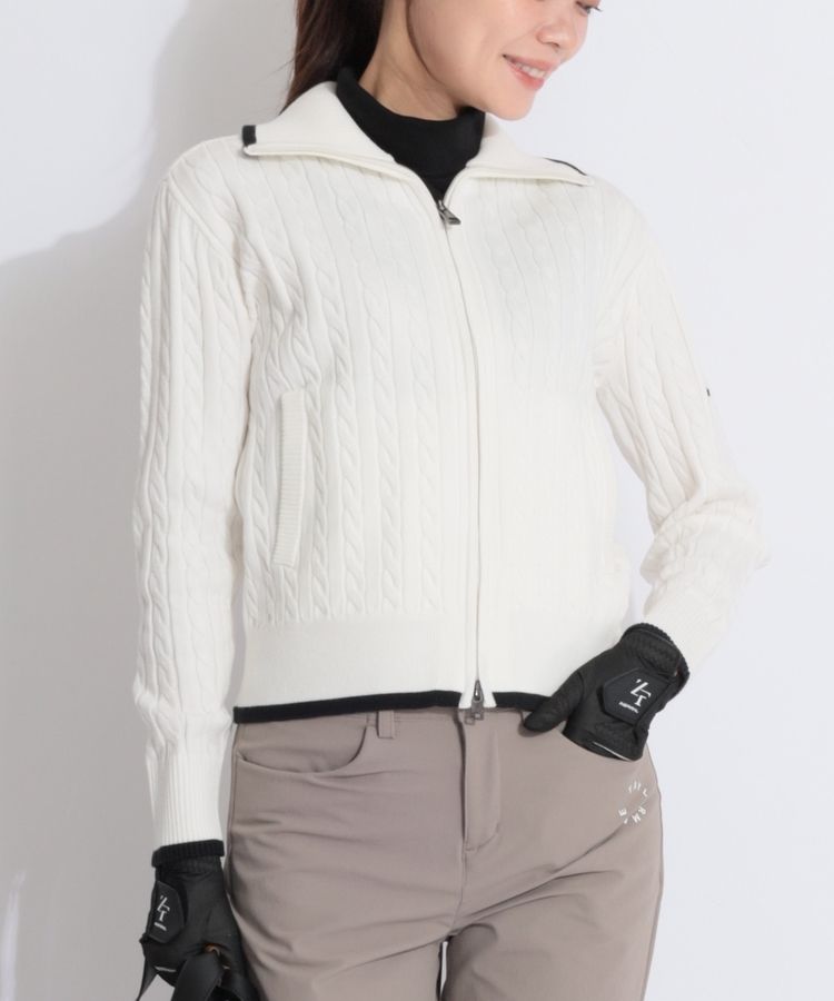 デサントゴルフ DE 【手洗い可能】襟付きケーブルニットブルゾン