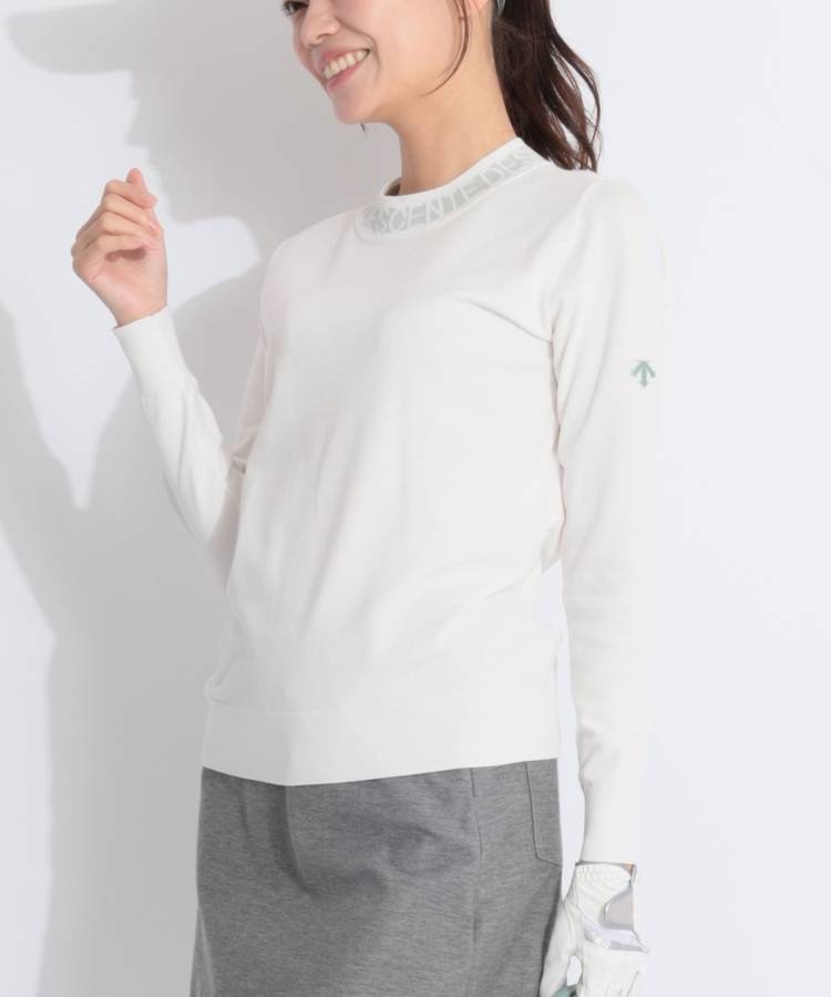 DE 【手洗い可能】ジャガードロゴモックネックニット