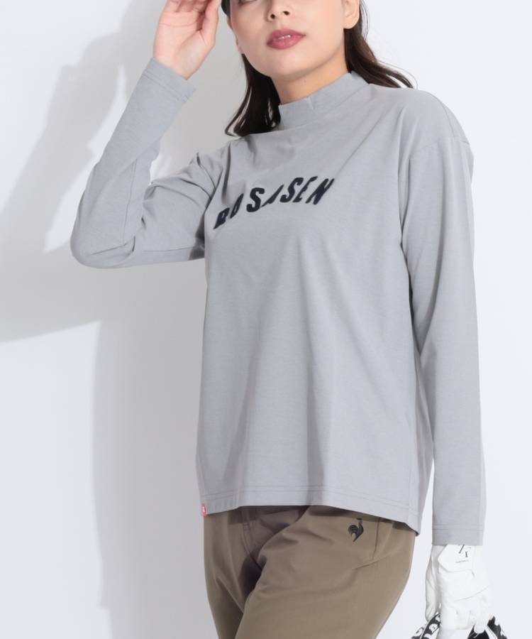 RO 【UVストレッチ】フェルトロゴモックネック長袖カットソー