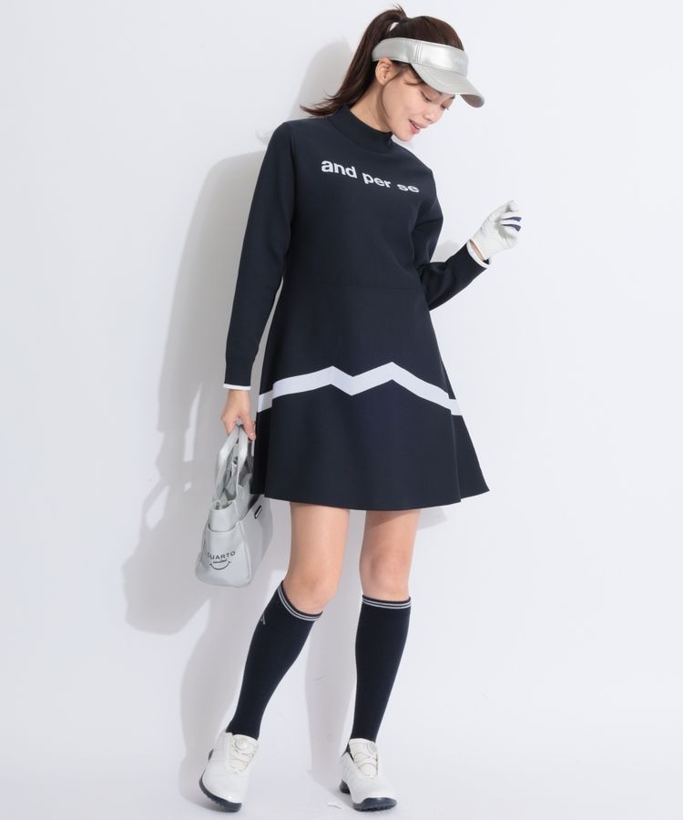 【洗濯機洗いOK】モックネックアクティブニットワンピース