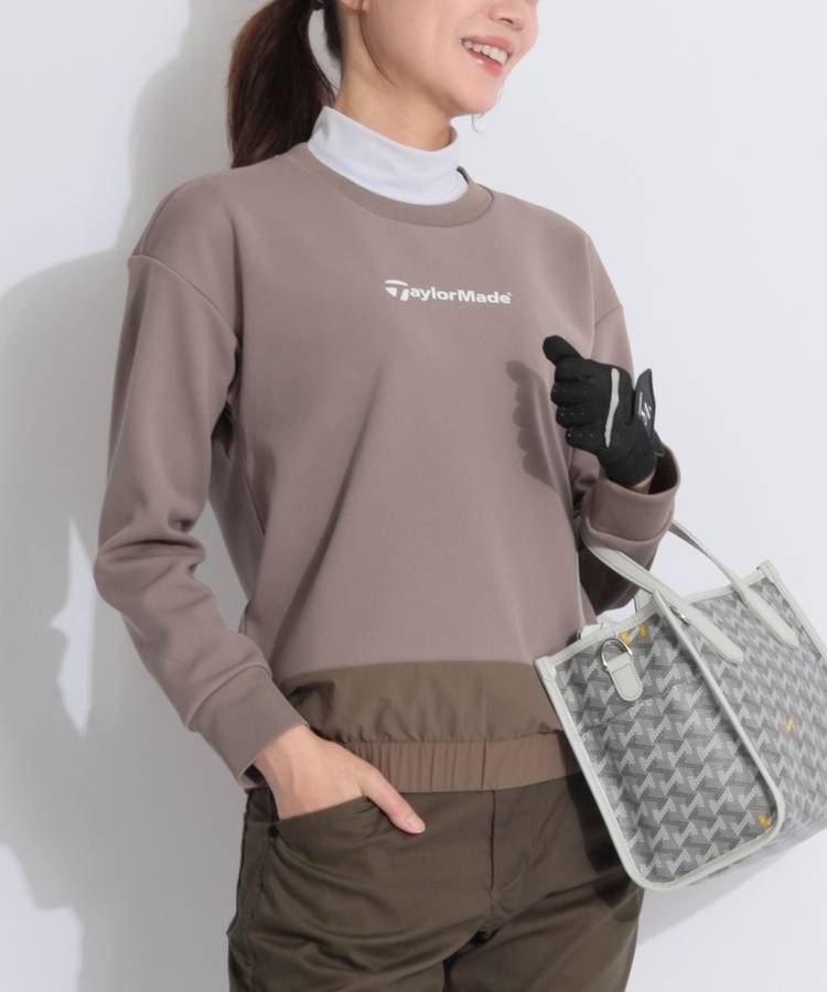 TG 【ストレッチUV】異素材切替クルーネックプルオーバー