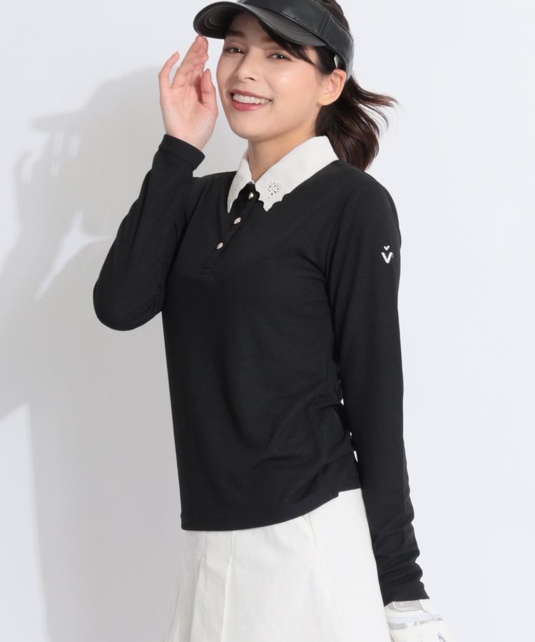 【新品】ビバハート ゴルフウェア ポロシャツ 刺繍ロゴ入り 白×メッシュ切り替え 新品】ビバハート ゴルフウェア ポロシャツ 刺繍ロゴ入り 白