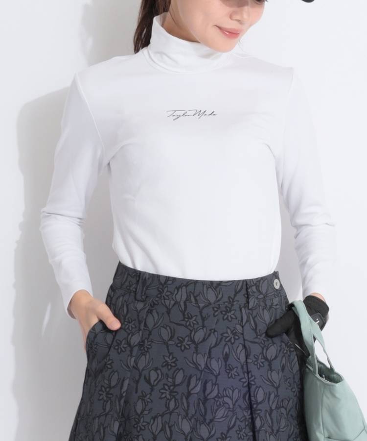 TG 【ストレッチUV】ロゴプリントタートルネック長袖カットソー