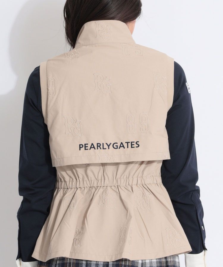 パーリーゲイツ PG バックフレアロゴ柄刺繍フルジップベスト