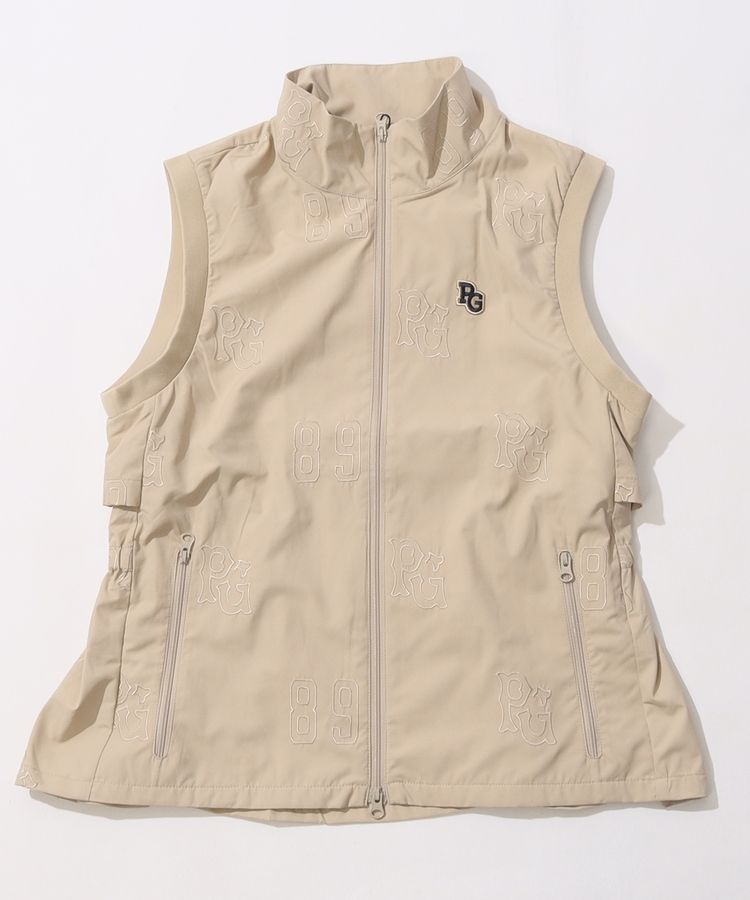 パーリーゲイツ PG バックフレアロゴ柄刺繍フルジップベスト