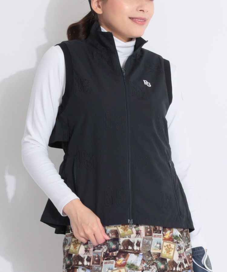 パーリーゲイツ PG バックフレアロゴ柄刺繍フルジップベスト