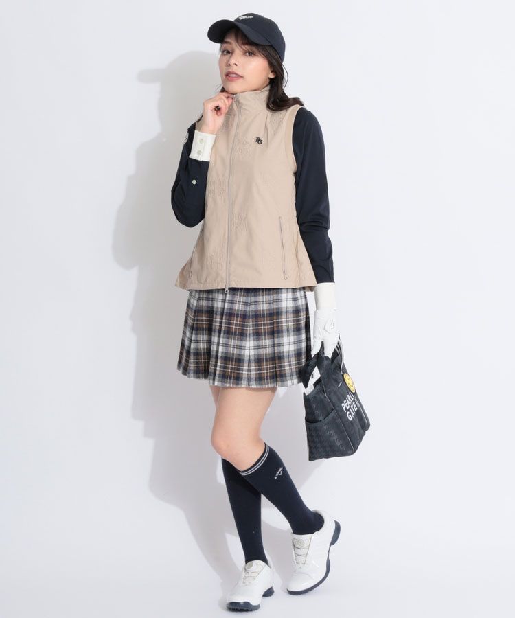 パーリーゲイツ PG バックフレアロゴ柄刺繍フルジップベスト