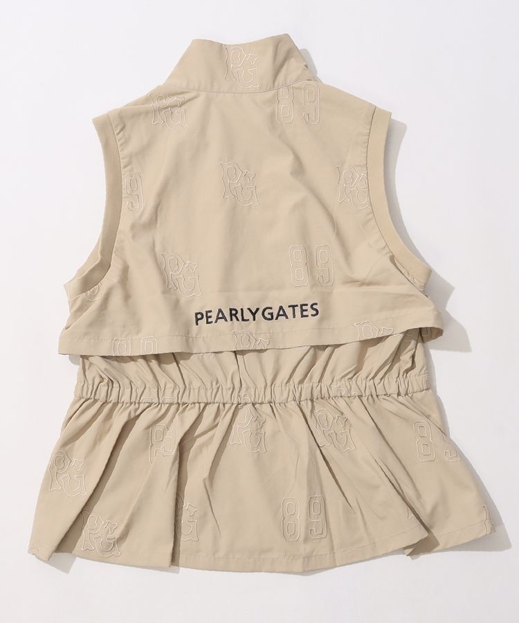 パーリーゲイツ PG バックフレアロゴ柄刺繍フルジップベスト