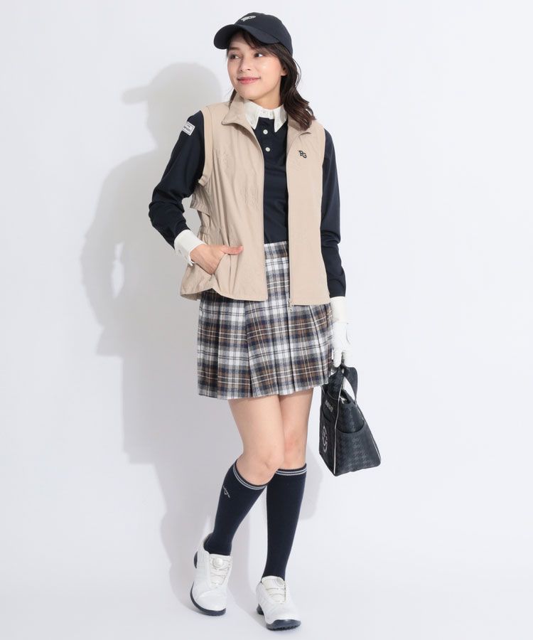 パーリーゲイツ PG バックフレアロゴ柄刺繍フルジップベスト