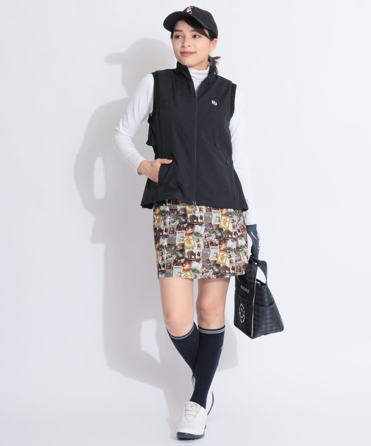 パーリーゲイツ PG バックフレアロゴ柄刺繍フルジップベスト