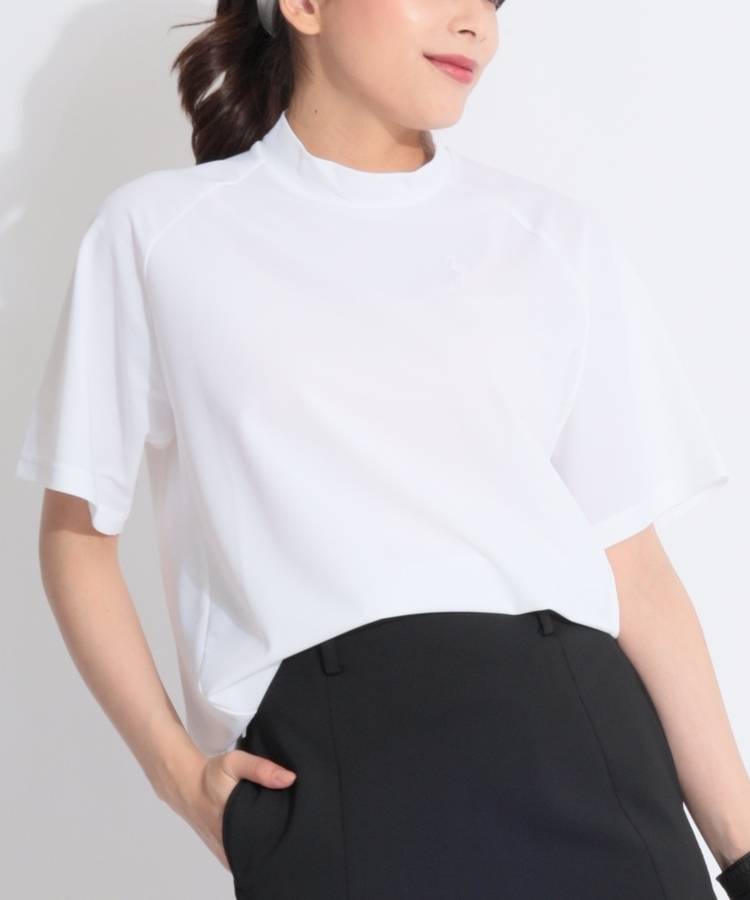 JR 【ストレッチ】ナイロンピケ半袖モックネック半袖カットソー